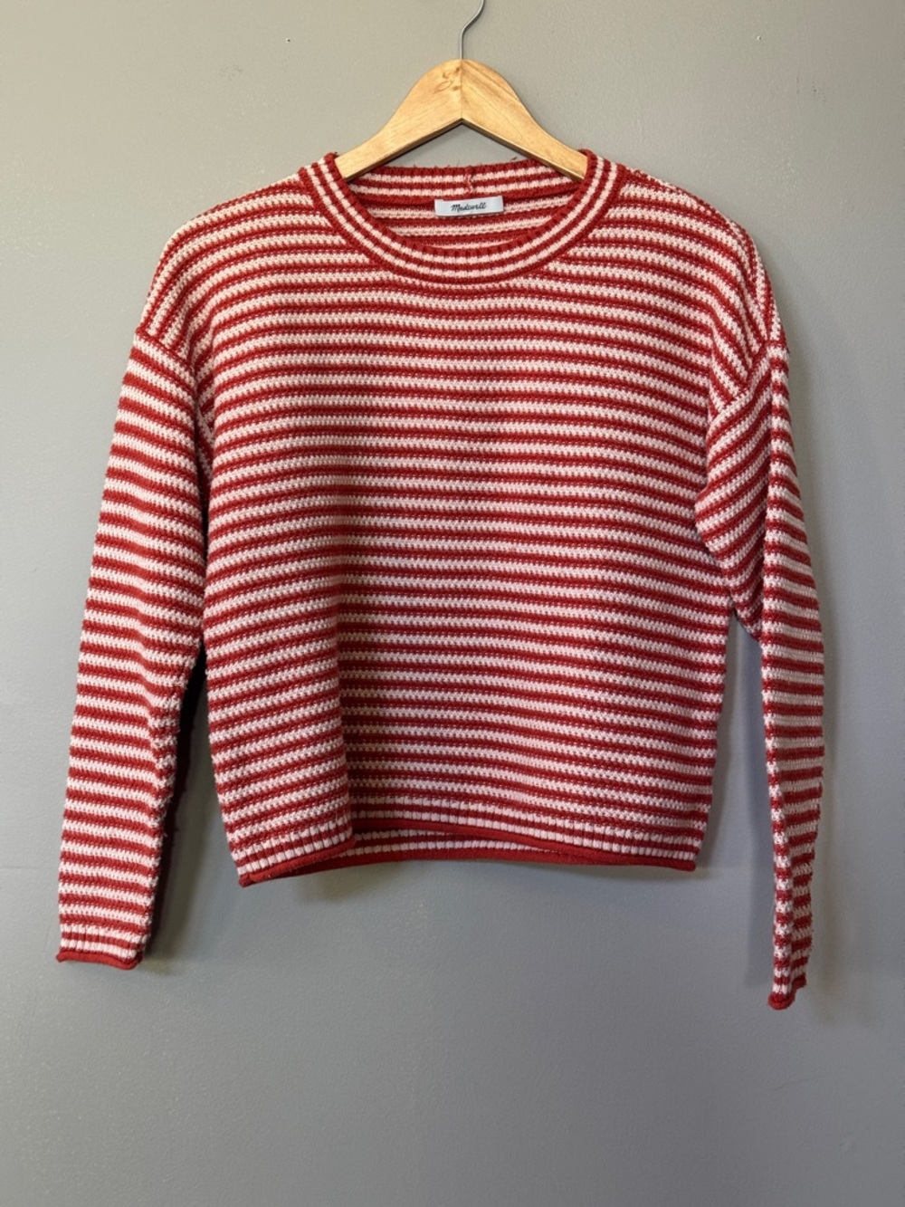Striped Crewneck Sweater - Orange & White